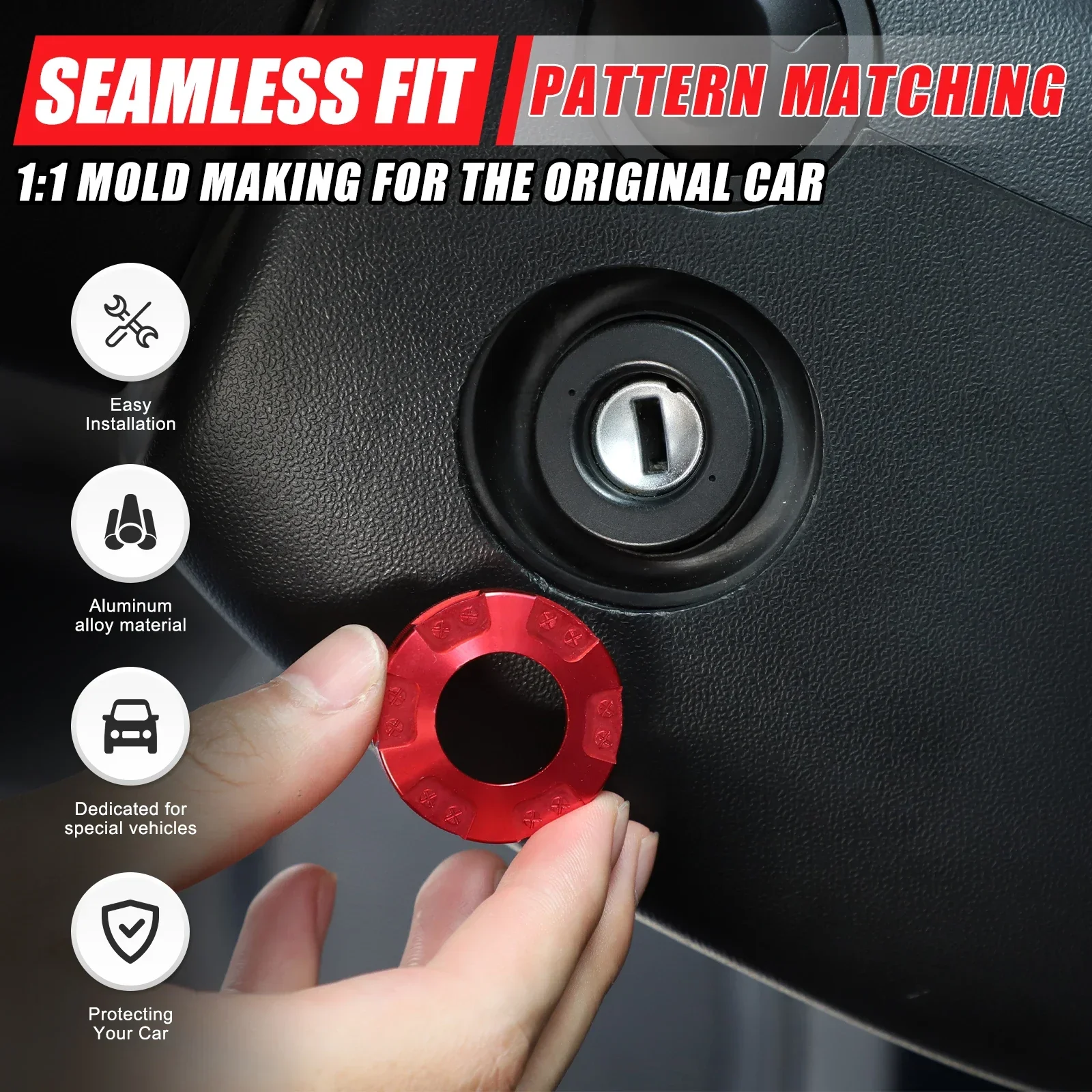 

For Seat Leon 2008-2012 Aluminum Alloy Car Keyhole Decorative Ring Interior Protection Sticker