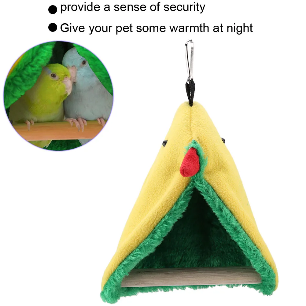 Bird Parrot Triangle Plush Hammock Cage Happy Tent Bed Hanging Cave Toy