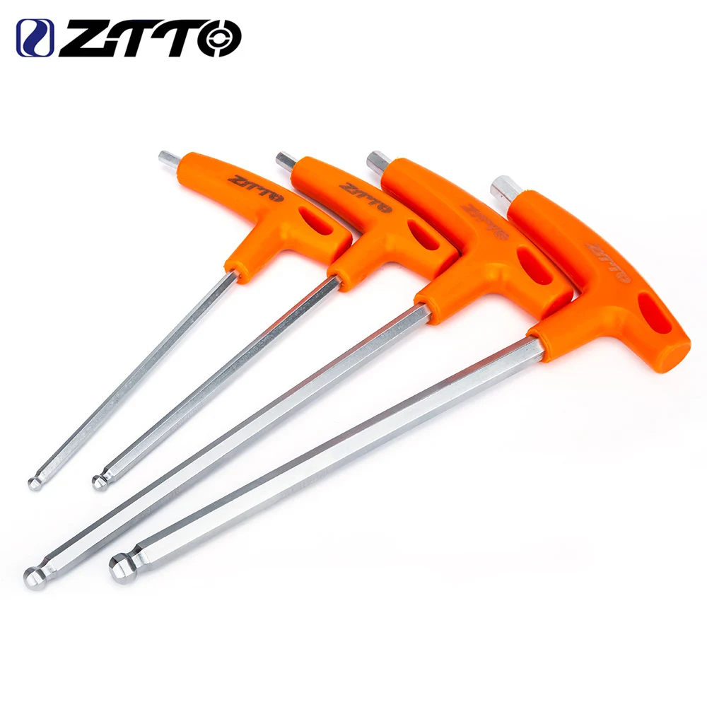 ZTTO Fahrrad-Inbusschlüssel 4mm 5mm 6mm Schraubenschlüssel Langer Arm Sechskantschlüssel mit Kugelkopf aus Wärmebehandeltem Stahl