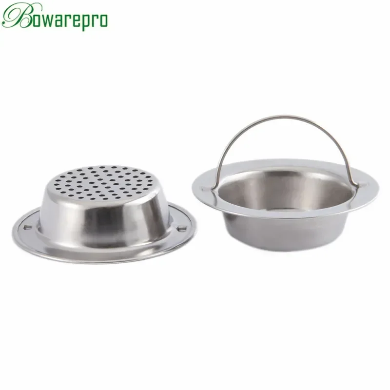 bowarepr Hand-held Shower Drain Hole Filter Trap Metal Stainless Steel Kitchen Sink Strainer with Large Wide 11/9cm Shower Drain