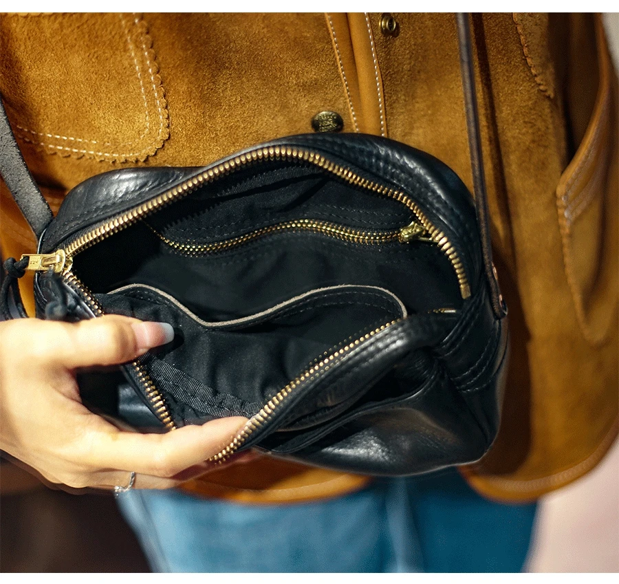 Weekend party designer handmade genuine leather women's shoulder bag casual outdoor luxury cow leather female crossbody bag