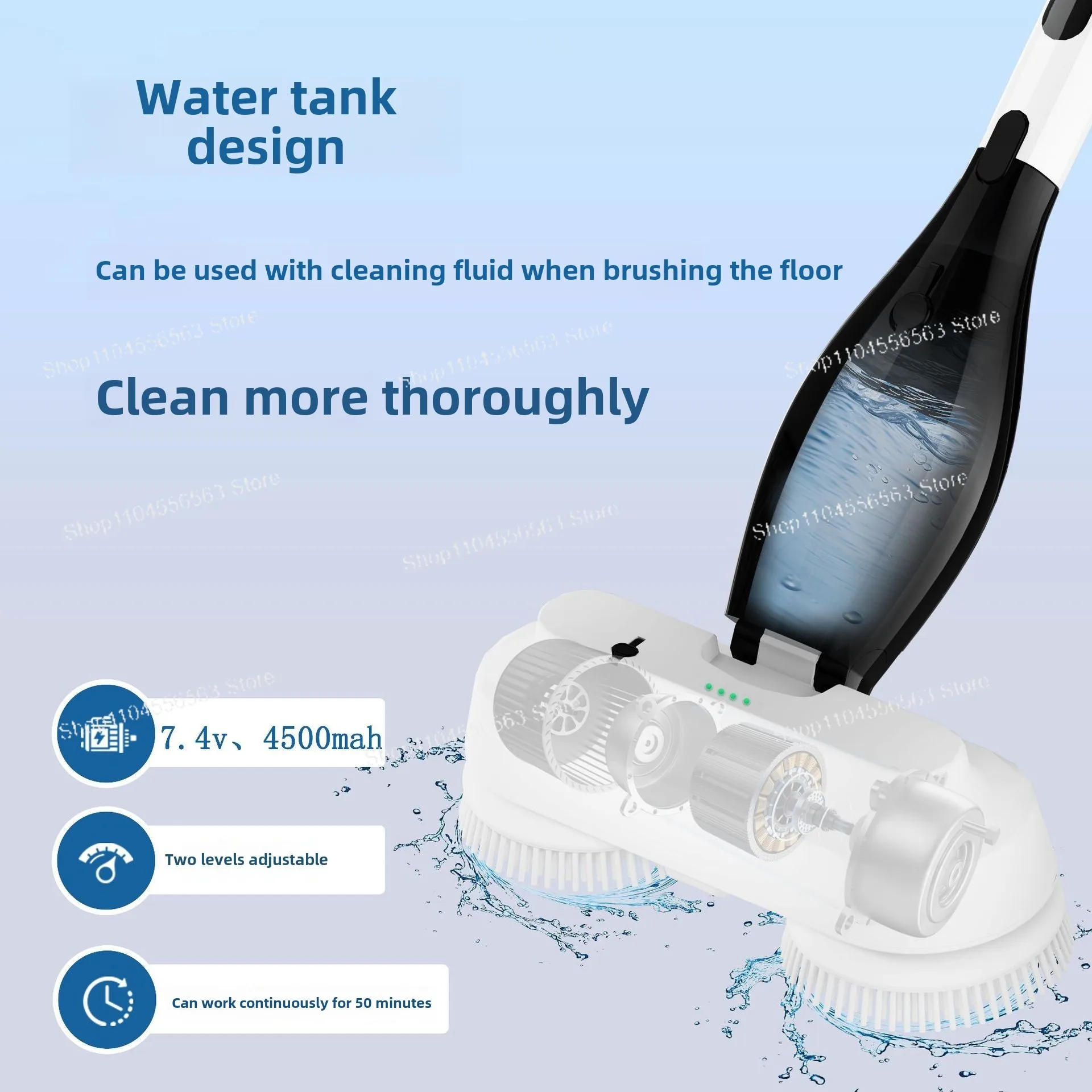 Electric hand-held cleaning, kitchen, double brush tray, cleaning brush, multi-functional spray cleaning mop