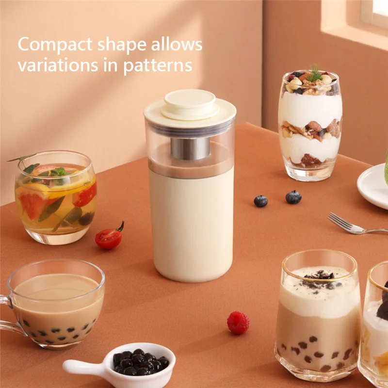 Multifunction Milk Tea Maker Flower Fruit Tea Milk Foam Stirring Small Coffee Machine Home Office Yellow EU Plug