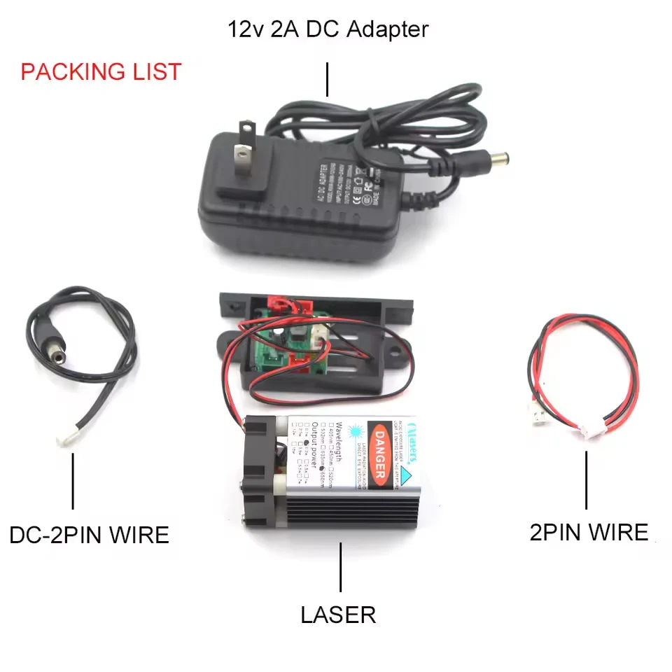 650nm 150mW-200mW Focus Dot Red Laser Module TTL 0-15khz with 12V Adapter