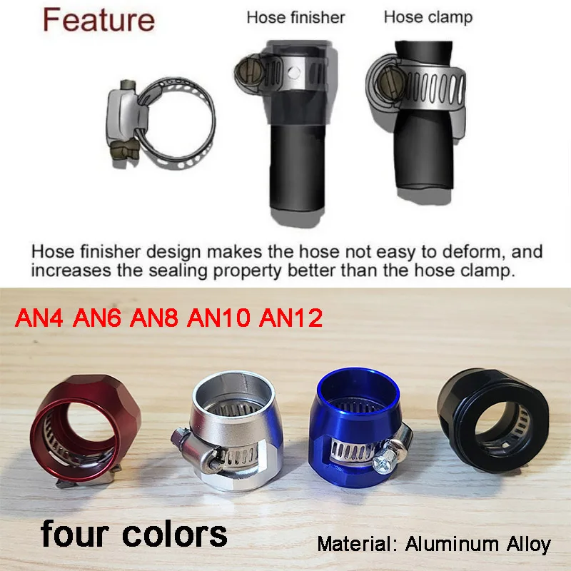 Universal Car Hose Finisher Aluminum Clamp AN4 AN6 AN8 AN10 AN12 Radiator Modified Fuel Pipe Clip Oil Water Tube Clamp