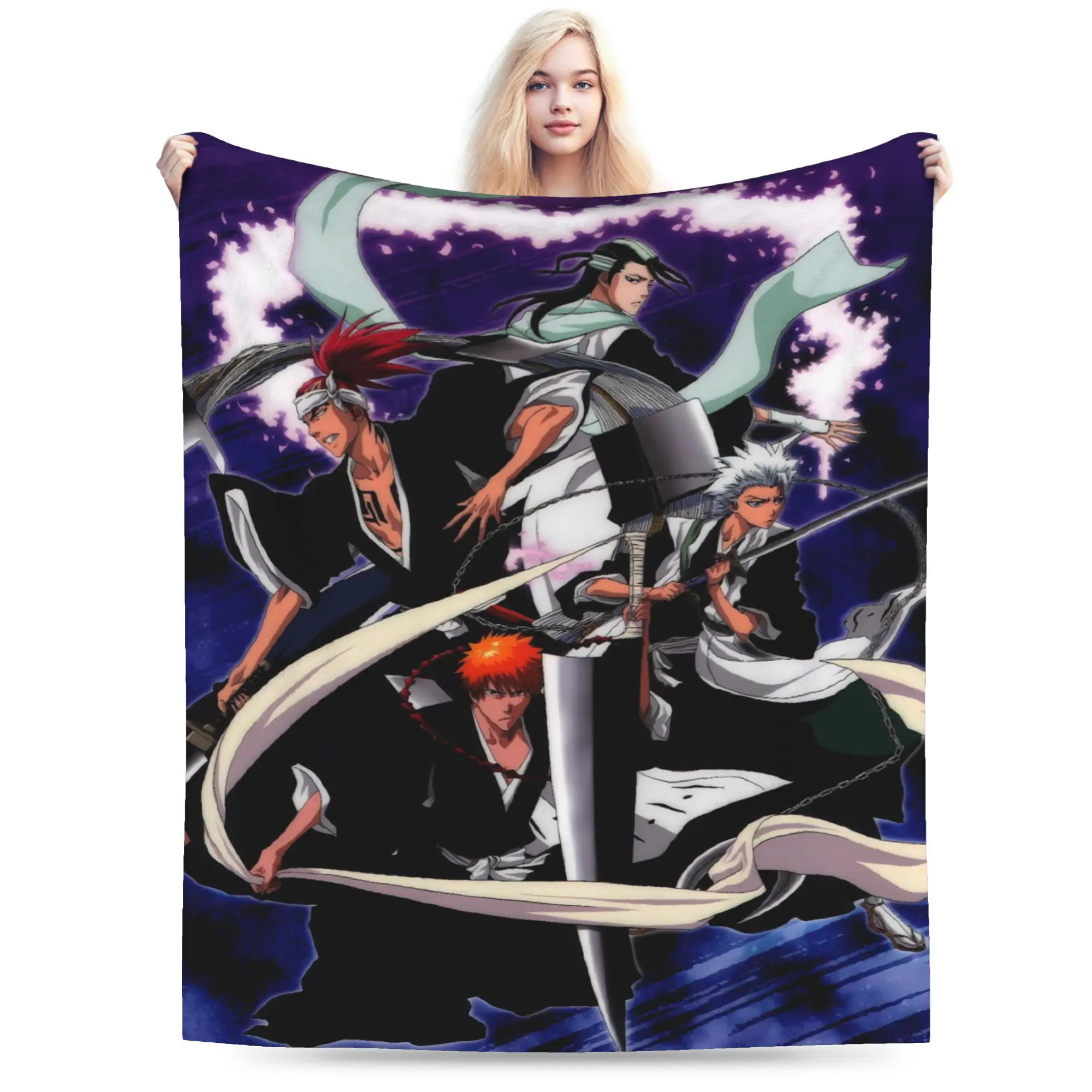 Ichigo Zangetsu Duo Blanket Bleached Super Warm Plush Bedding Throws For Couch Chair Sofa Bed Camping Flannel Bedspread Bed