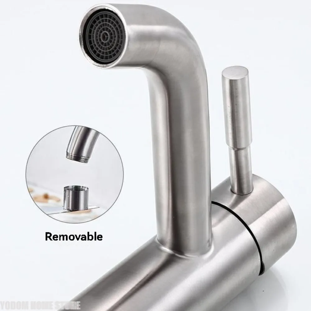 

Stainless Steel Faucet Heightened Basin Household Bathroom Hand Wash Basin Cold and Hot Basin Faucet
