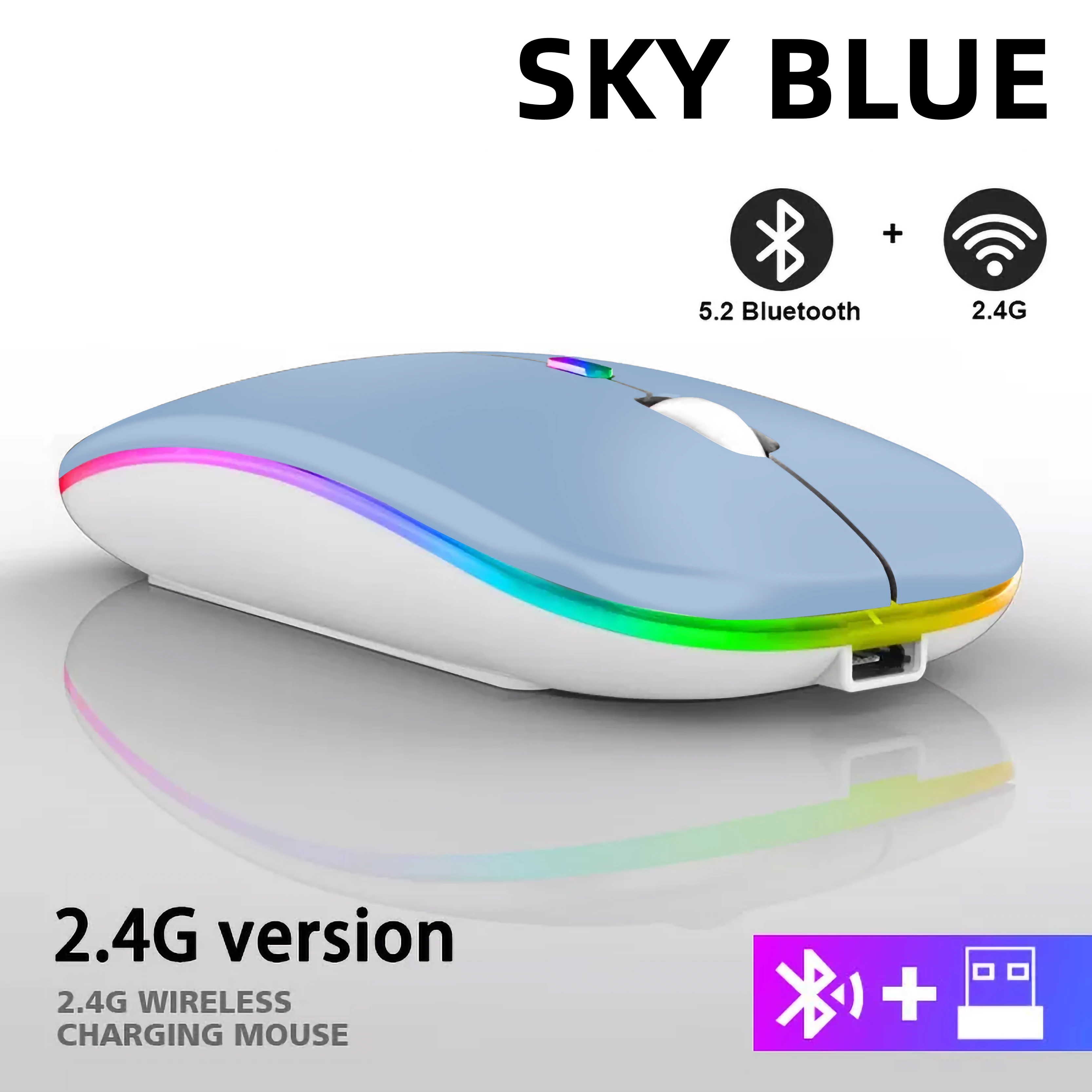Oplaadbare Bluetooth Draadloze Muis met 2.4GHz USB RGB 1600DPI Muis voor Computer Laptop Tablet PC Macbook Gaming muis Gamer