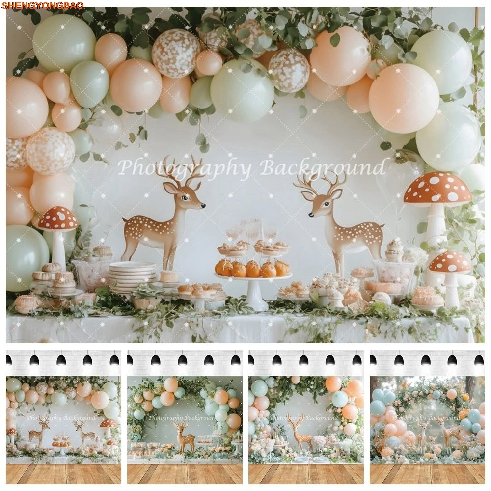 

Safari Jungle Wild Animals Photography Background Balloons Child 1st Birthday Party Cake Smash Portrait Photocall Backdrop Decor