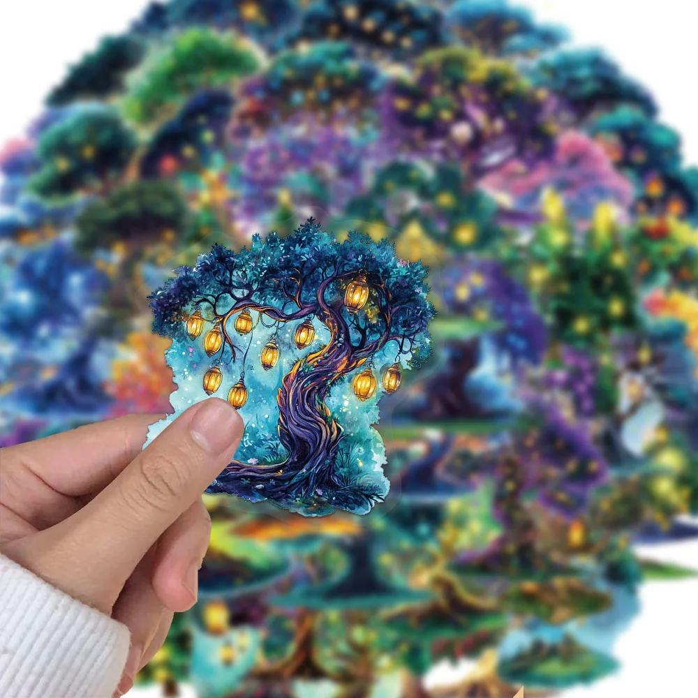 50PCS Creative Magic Tree PET Transparent Material Sticker Handmade Account Decoration DIY Phone Case Water Cup Stickers