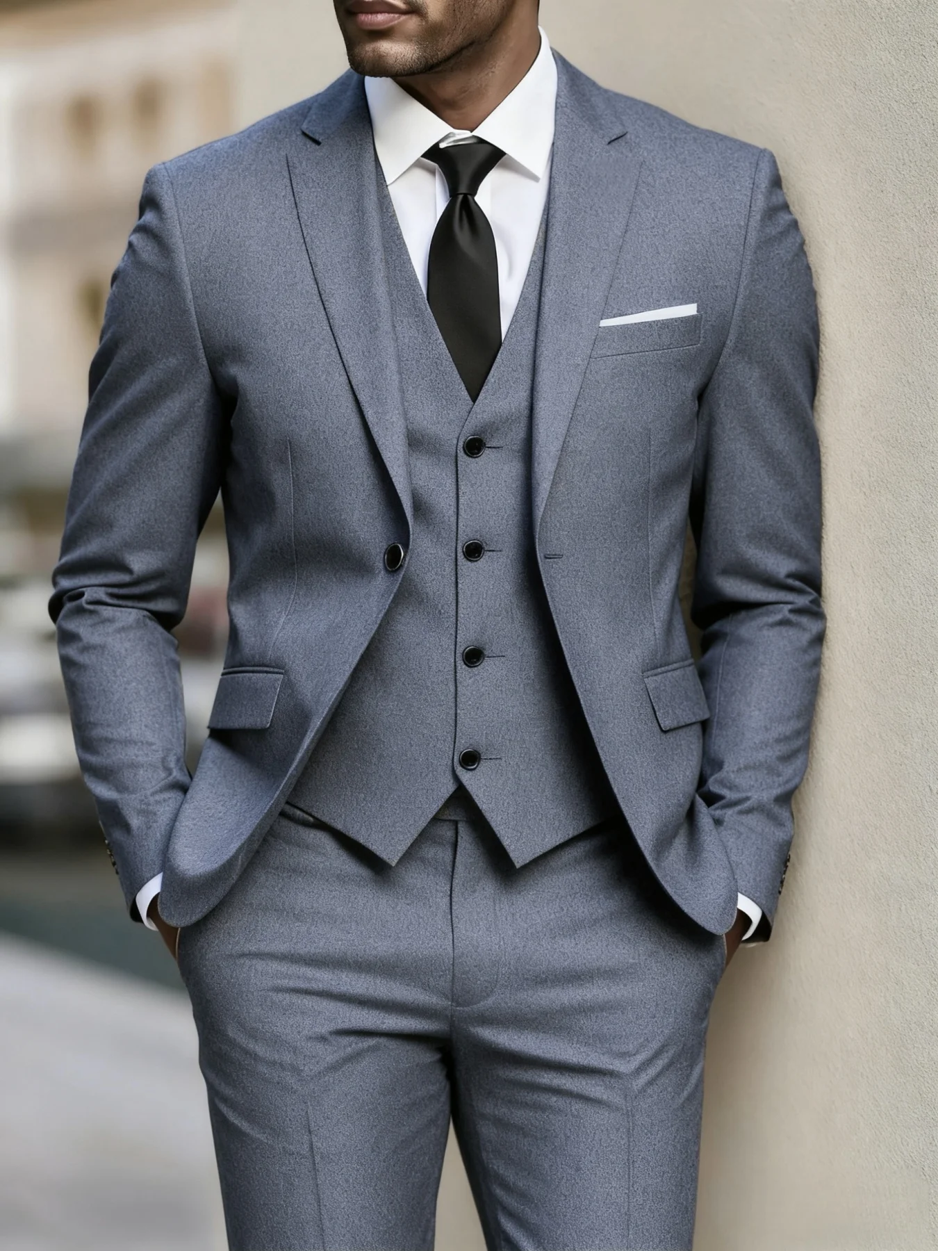 

【Men's Suit】Men's 3pcs Formal Suit Set - Tailored Jacket & Trousers for Party & Business Gatherings