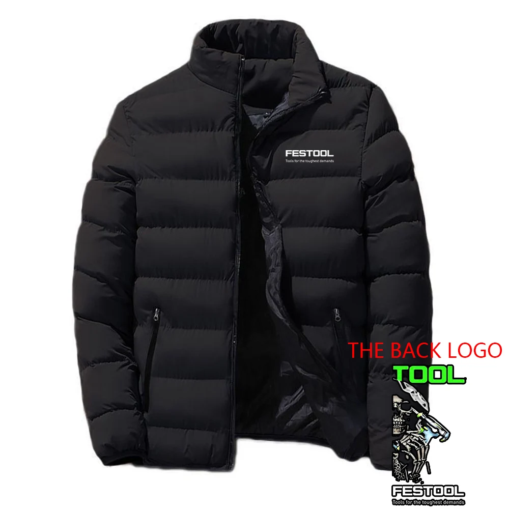 Festool Logo printed men's outdoor leisure solid color cotton-padded jacket high quality cotton-padded jacket in winter 2025.