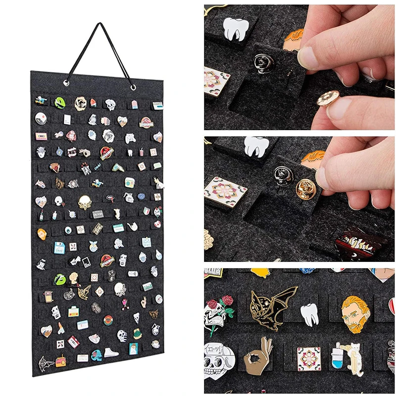 

Hanging Jewelry Organizer Bag for Earrings Earnail Necklace Bracelets Display Storage Double Sided Felt Rotating Hanger