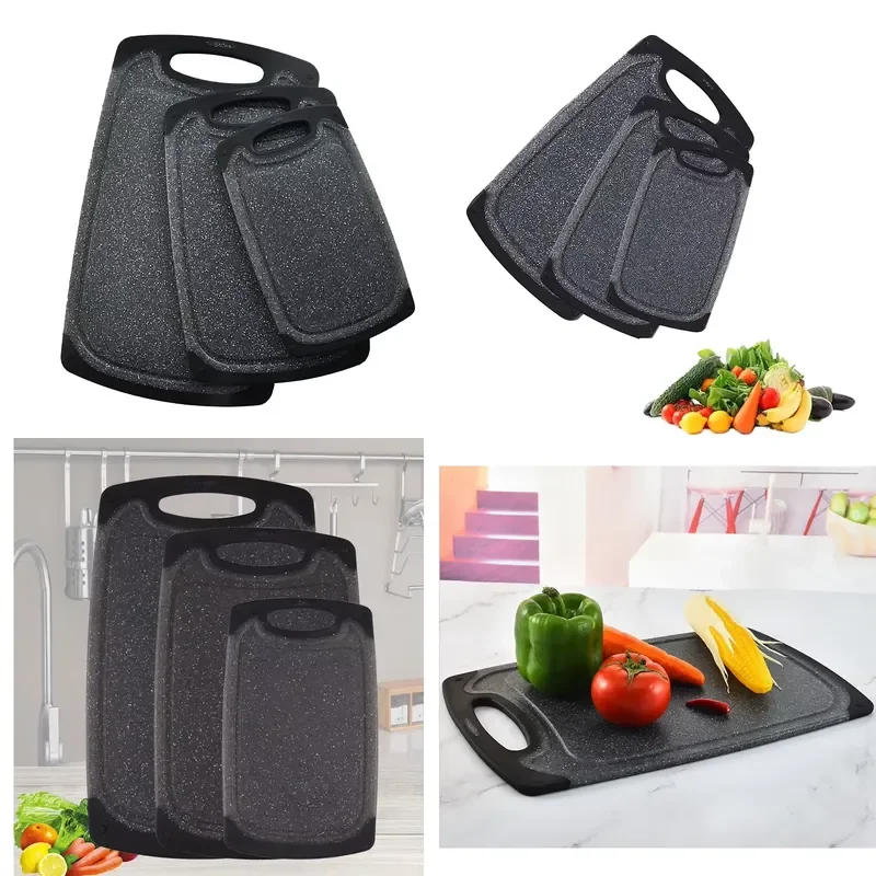 3 Pcs PP Plastic Cutting Board Set Durable Antibacterial Kitchen Chopping Boards for Vegetables Fruits Meat Eco Friendly