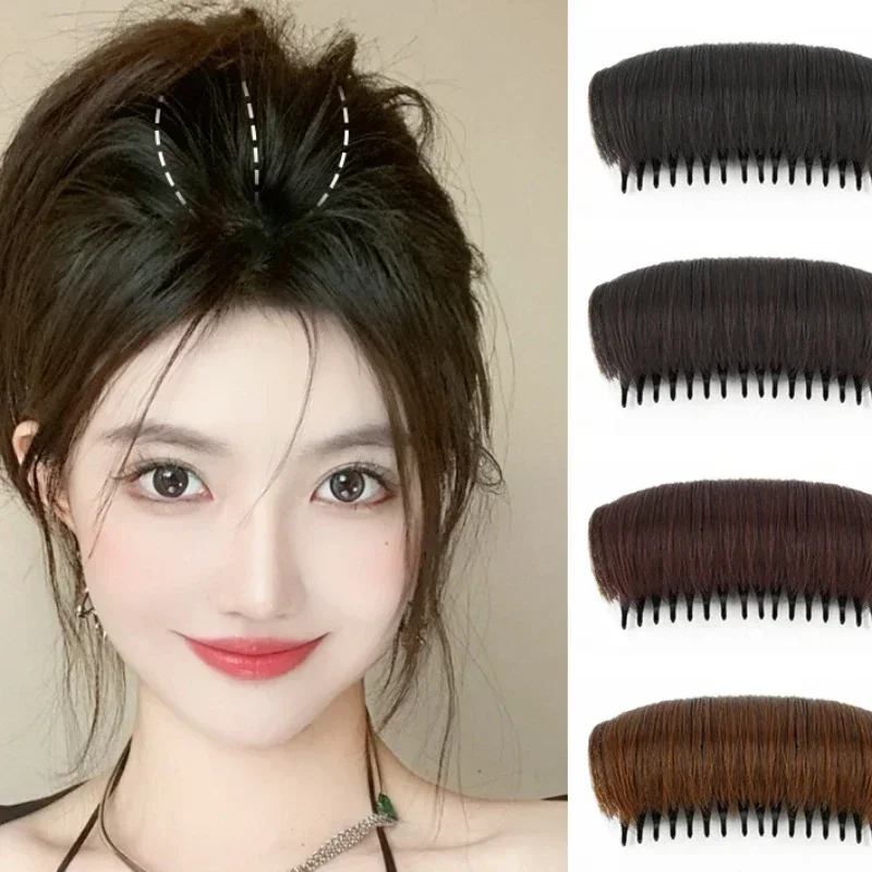 1pc Invisible Fluffy Hair Pad for Women Cushion Stable Comfortable High Temperature Fiber Insert Comb Hair Styling Tools Coffee