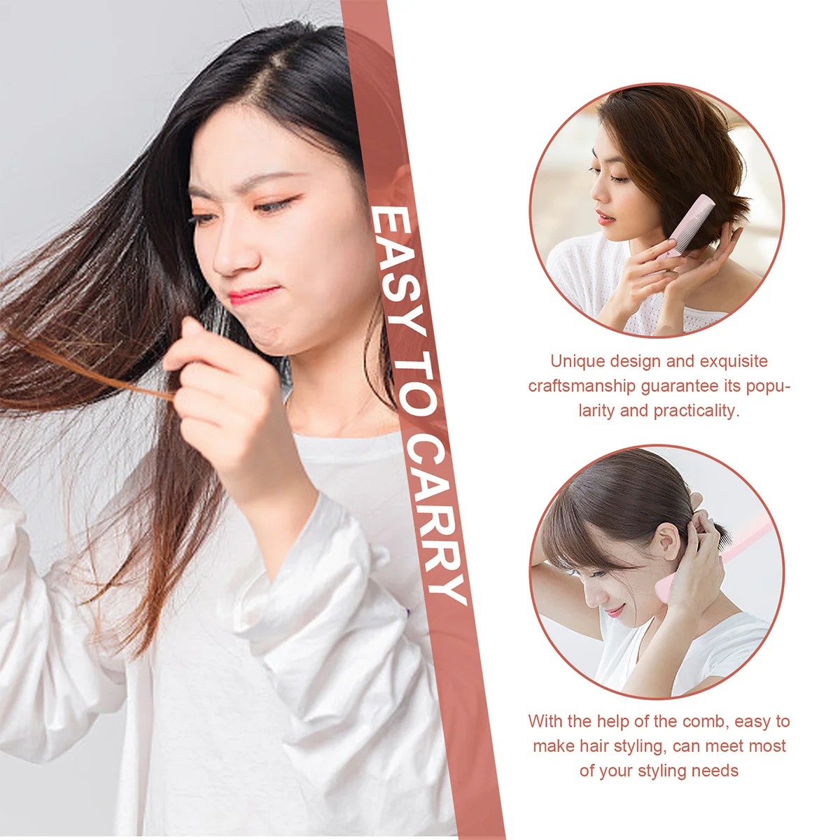 

2Pcs Anti-Static Hairdressing Comb Fine Tooth Plastic Combs for Women Smooth Scalp Care Home Salon Use Comb Combs for Women