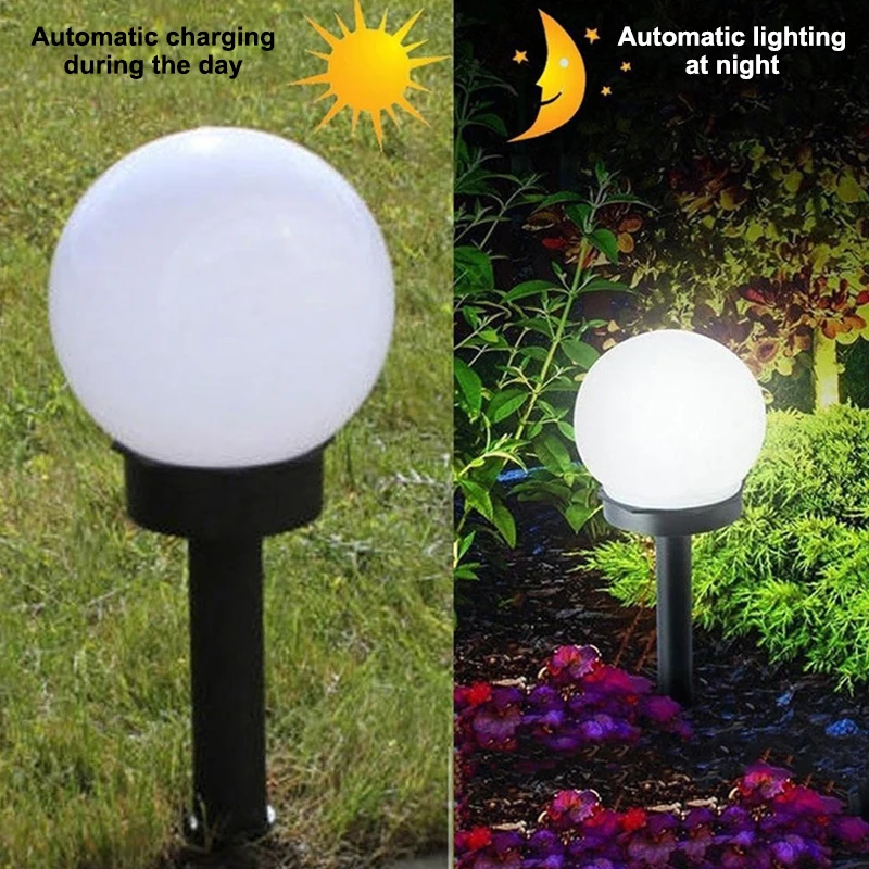 Solar Garden Light Round Ball Bulb Light LED Outdoor Waterproof Landscape Villa Lawn Light Ground Plug Light Garden Decorative