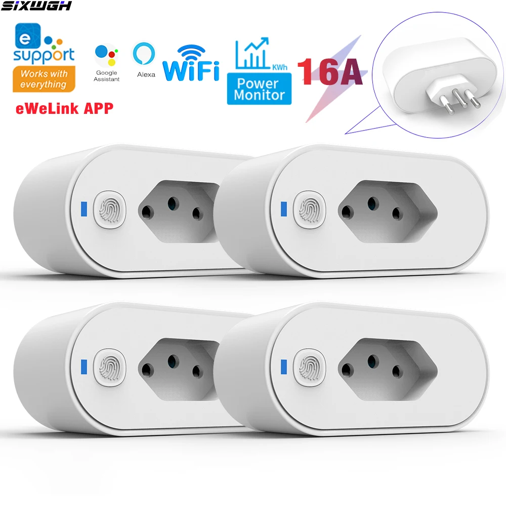 

WiFi eWeLink Smart Socket Brazil Standard Timer Socket Switch Works with Alexa Google Home Voice Control