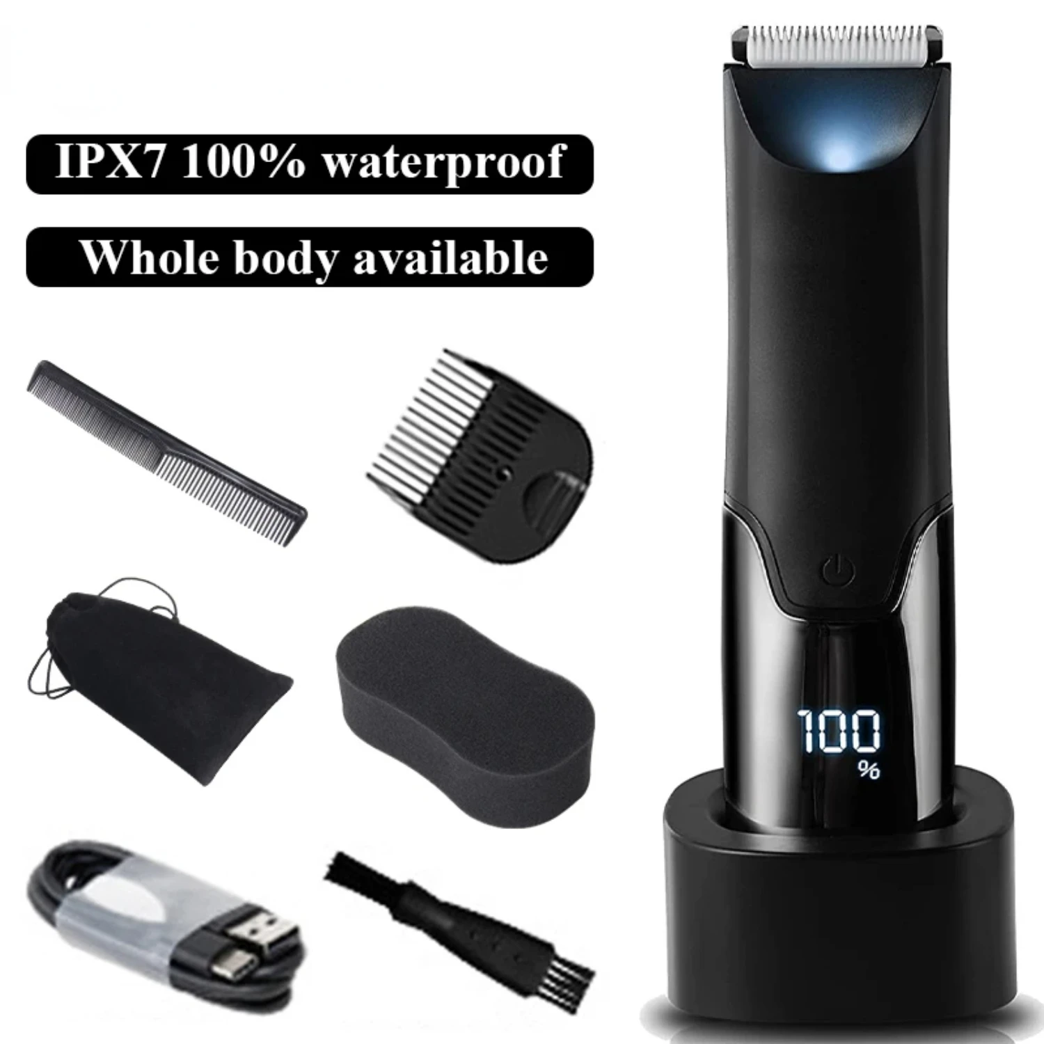 آلة قص شعر احترافية مقاومة للماء للرجال ، ماكينة حلاقة وحلاقة عالية الدقة ، مقصات مصنفة IPX7