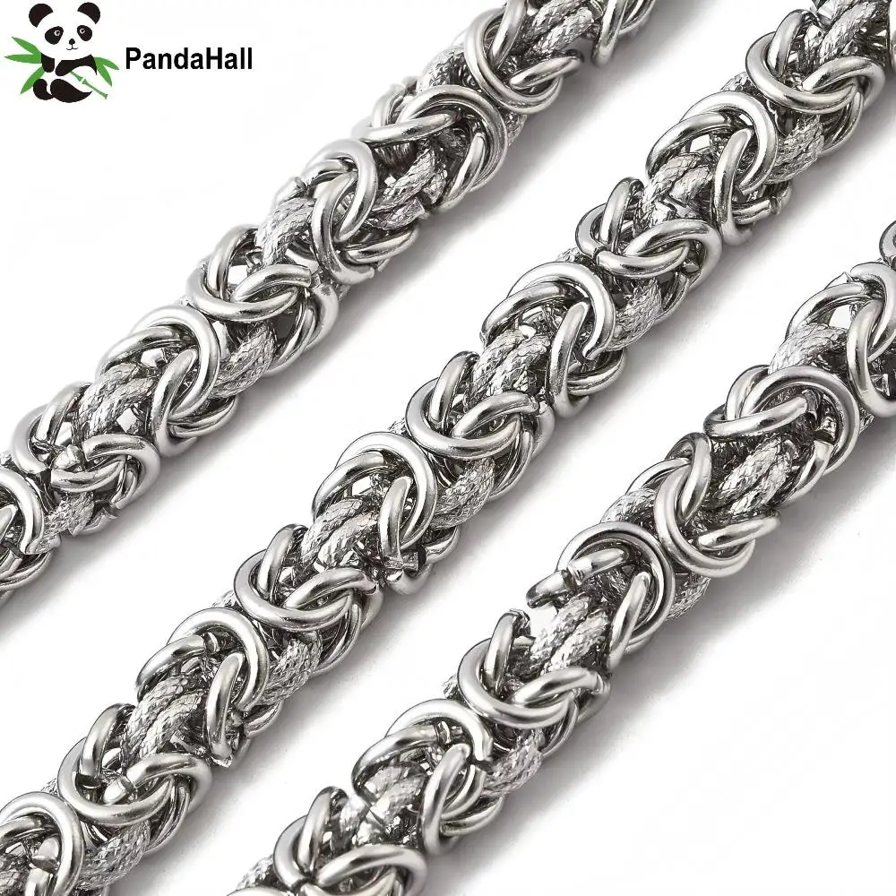 

PandaHall 1m 8mm Byzantine Chain 3 Colors, 304 Stainless Steel Unwelded Silver Gold Black, DIY Jewelry Supplies