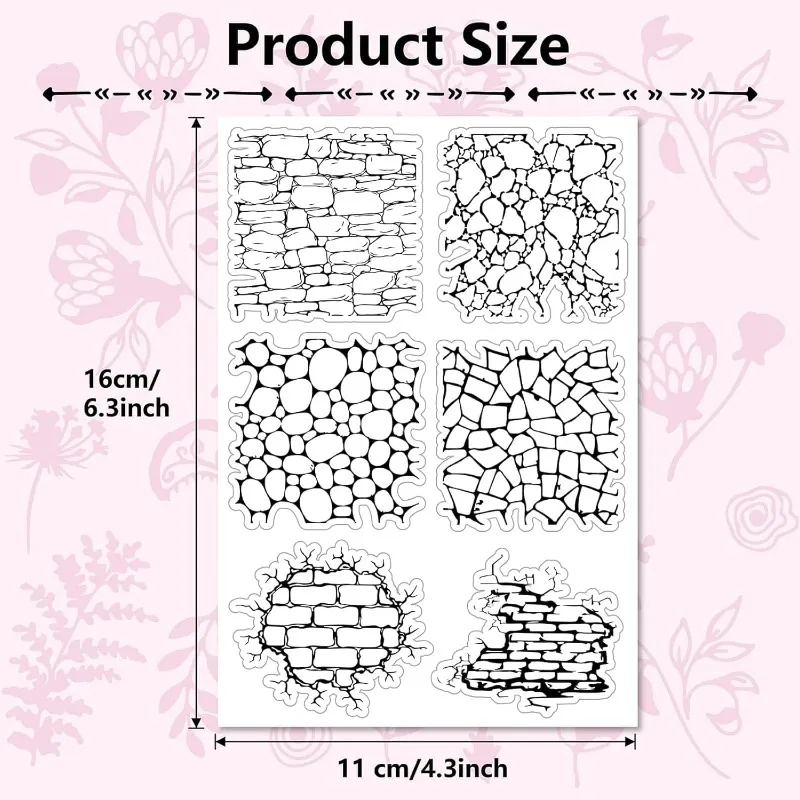 1pc Brick Wall Background Clear Rubber Stamps Reusable Vintage Retro Silicone Transparent Seals Stamp for Journaling Card