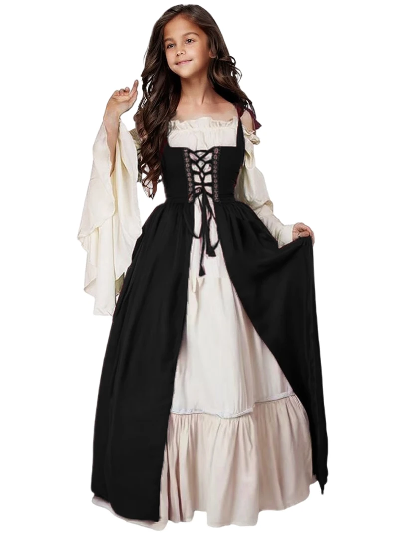 Kinder Cosplay Mädchen mittelalter liche Renaissance Kostüme Kinder Anzug Kleid viktoria nischen Prinzessin Steampunk langes Kleid plus Größe