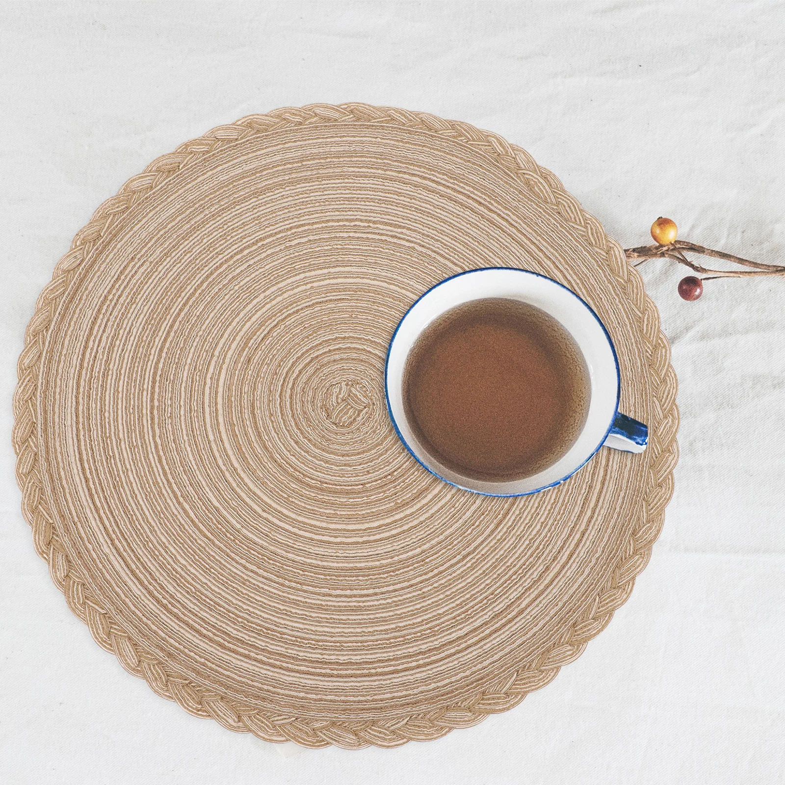

4Pcs Heat Insulation Woven Placemats Cup Mats Protective Table Mat for Home Dining Round Placemat Heat Insulation Mat