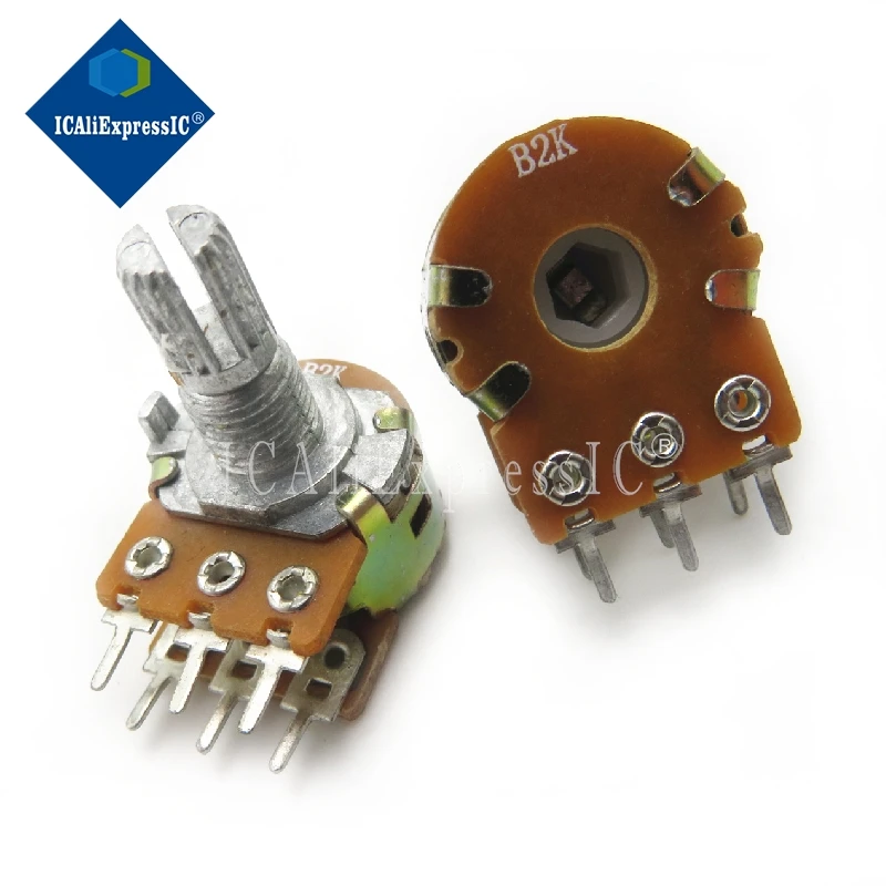 5pcs/lot B1K B2K B5K B10K B20K B50K B100K B500K B1M 6Pin Shaft WH148 Potentiometer 1K 2K 5K 10K 20K 50K 100K 500K 1M