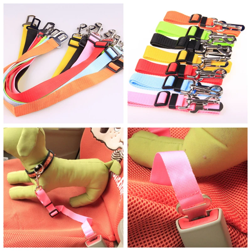 New Car Seat Belt Pet Seat Cat Dog Pet Supplies Vehicle Dog Harness Lead Clip Adjustable Cat Dog Safety Adjustable Seatbelt