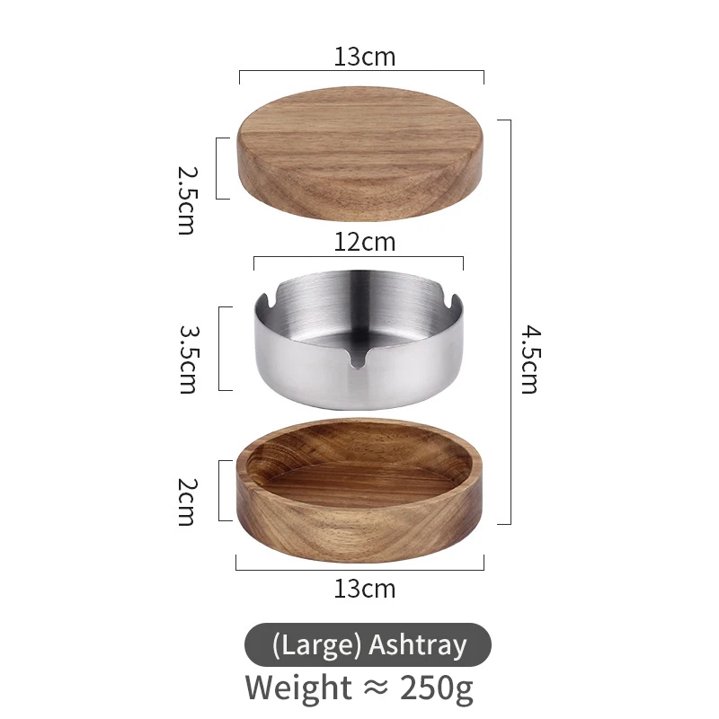 Walnut Wood Ashtrays With Lid Covered Windproof Ashtray With Stainless Steel Liner Indoor Outdoor Ash Tray For Home Living Room