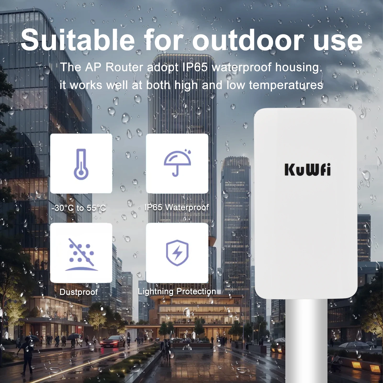 KuWFi 2.4Ghz 300Mbps CPE ブリッジ屋外ワイヤレス WiFi 信号エクステンダー PTP 最大 1KM 24V POE AP リピーターモード IP カメラ用