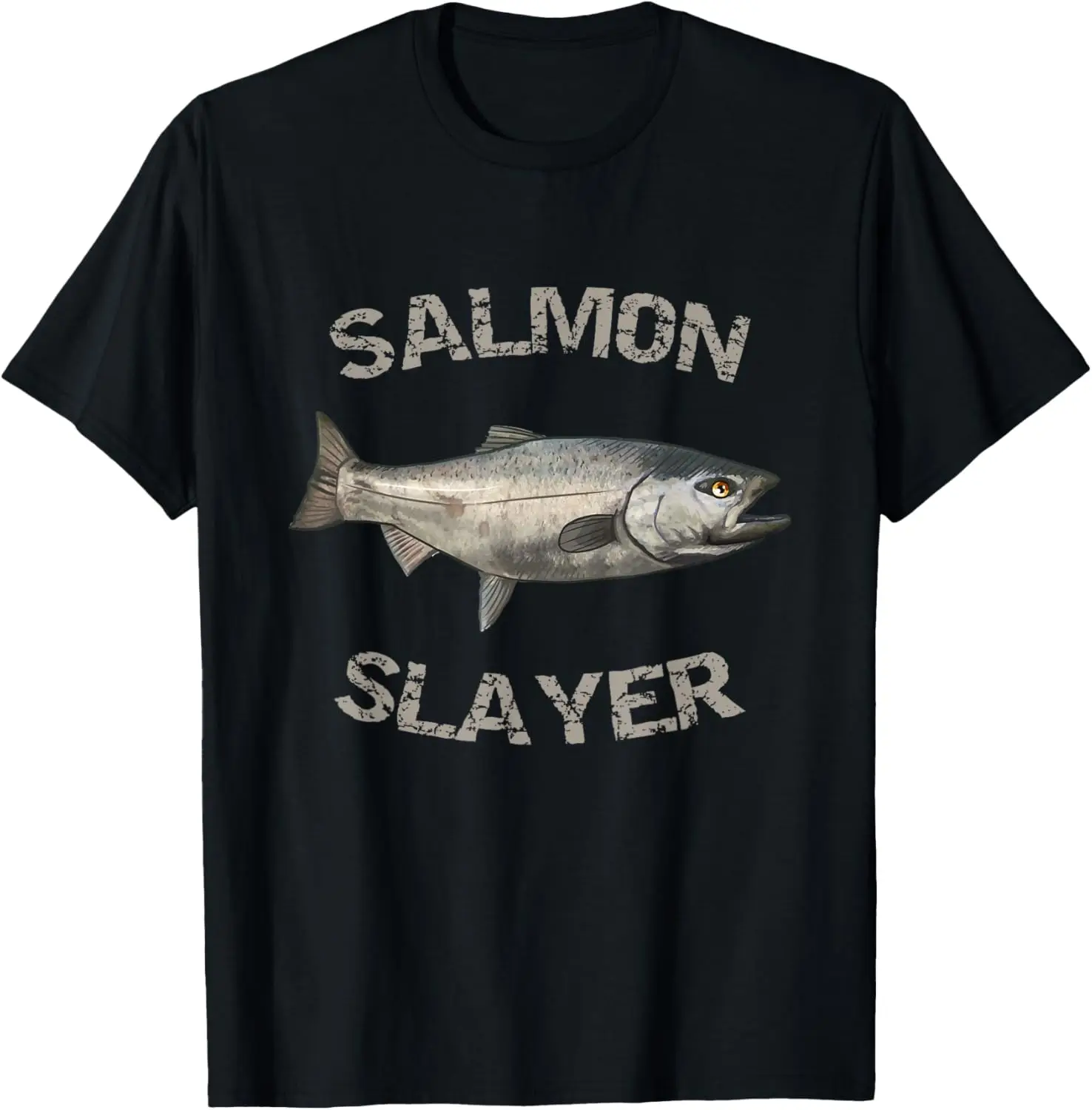 Salmon Slayer Salmon Fishing T Shirt Men 100% Cotton Harajuku Original Mens T-shirts Y2k Clothes Men's Clothing Goth T-shirt