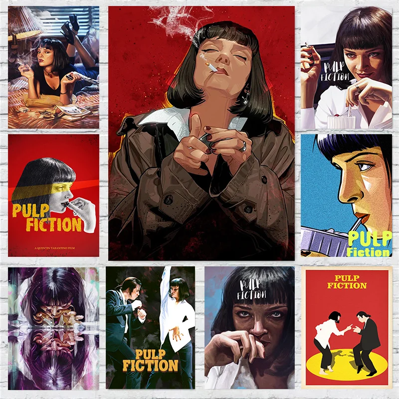 pulp-fiction-classicos-quentin-tarantino-filme-romance-poster-impressao-arte-de-parede-fotos-pintura-em-tela-sala-decoracao-de-casa-presente