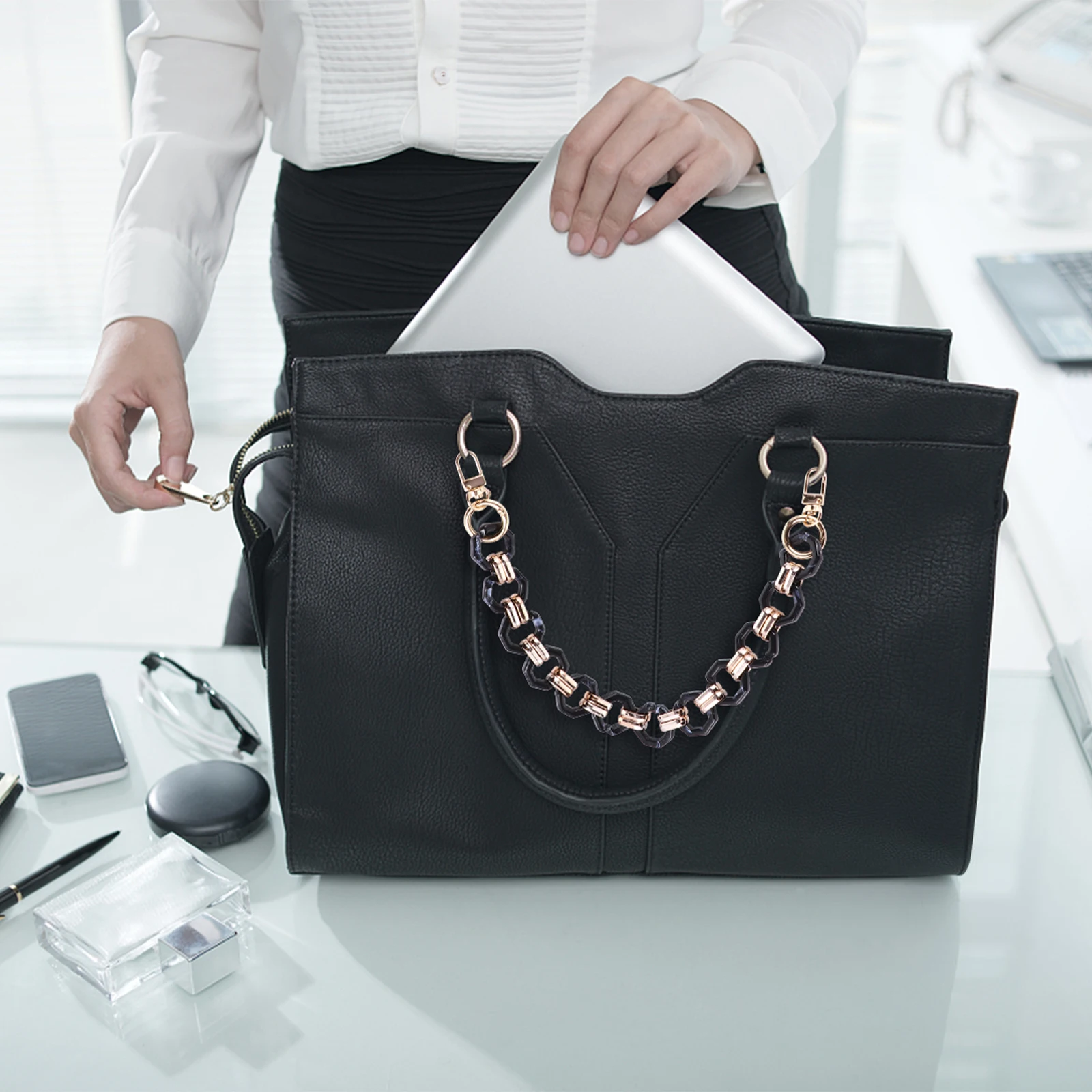 

Retro Resin Chain Handles Bag Strap Extender Replacement Handbags Purse DIY Chain Strong Load Durable Environmental Protection
