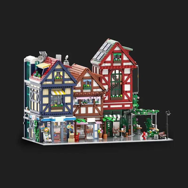6728PCS City Hot Selling Street View Comic Store Ice Cream Shop Coffee Timbered House model creative ideas Assembly Puzzle Gift