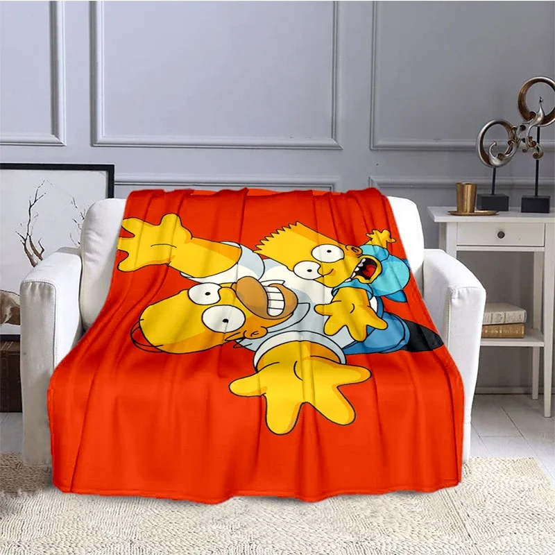 Cartoon S-Simpson HD Printed Blanket Children's High Quality Flannel Soft and Comfortable Home Travel Blankets