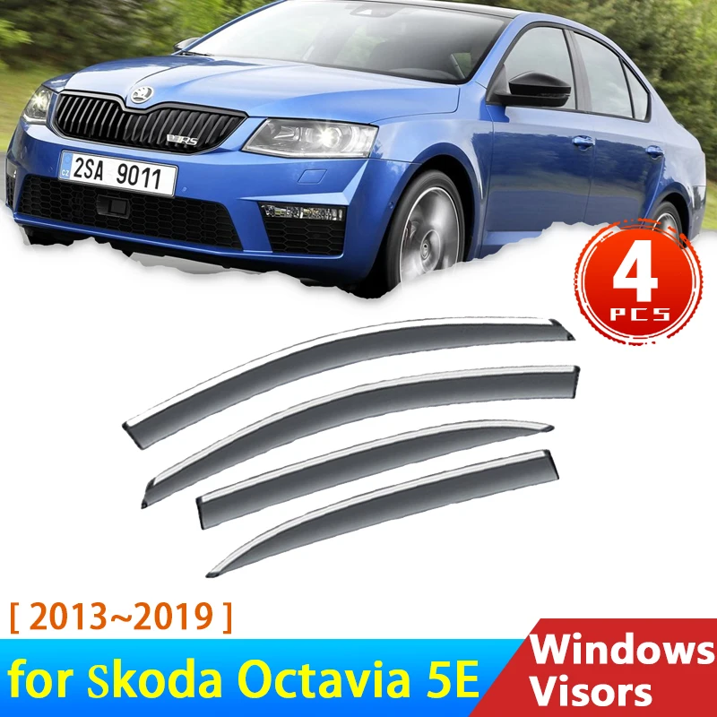 Windshield for Skoda Scout III Octavia Sedan Mk 3 5E 2013~2019 Accessories Car Windows Visor Deflectors Rain Eyebrow Awning Trim