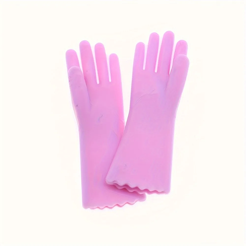 Doll house miniature simulation colloidal plastic cleaning gloves model ornament, small cloth doll miniature kitchen scene prop model, DIY kitchen and bathroom cleaning mini utensils, hut decoration, pocket scene DIY widgets - Detail 1