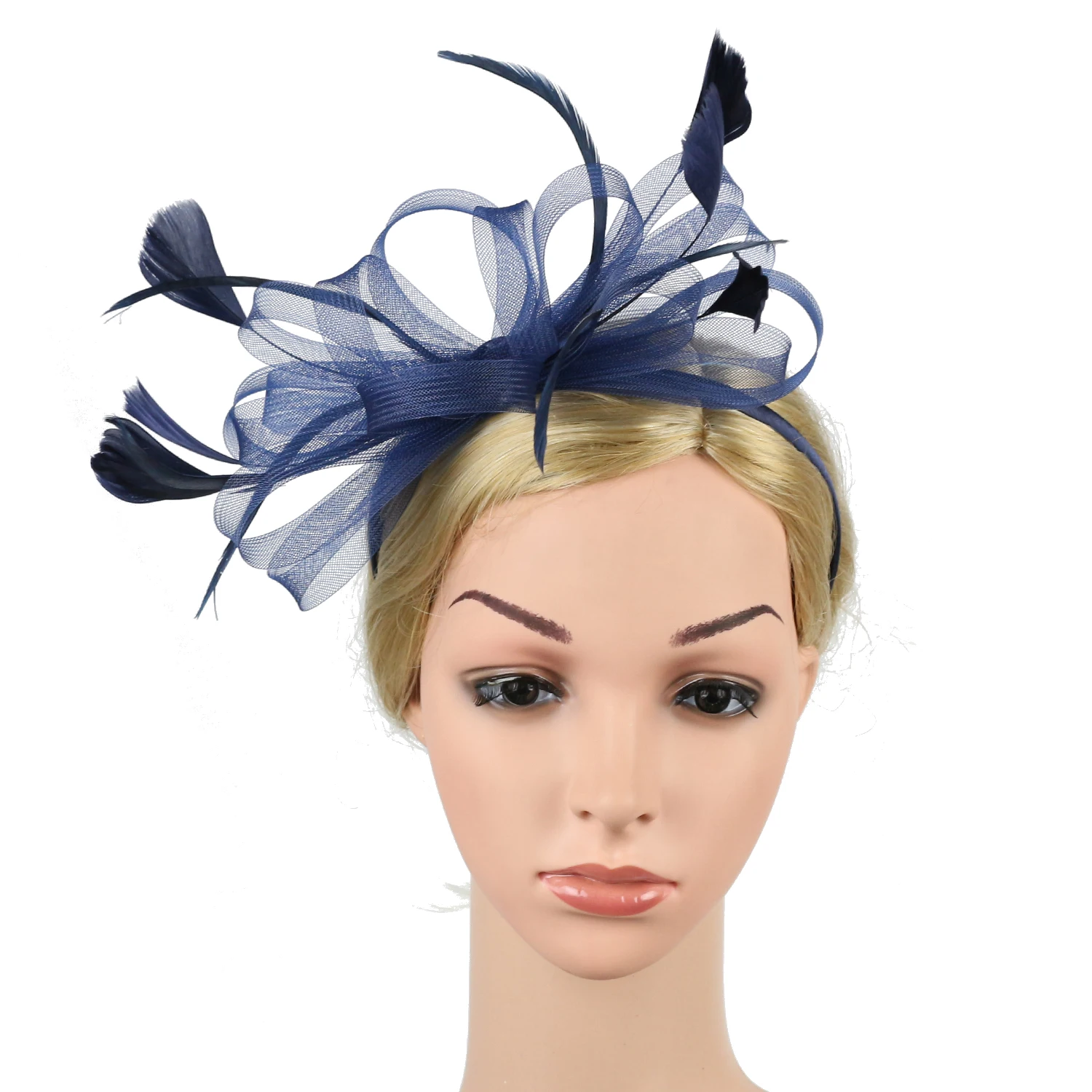 Women Chic Fascinator Hat Cocktail Wedding Party Church Headpiece Elegant Headwear Feather Hair Accessories Bride Hairpin