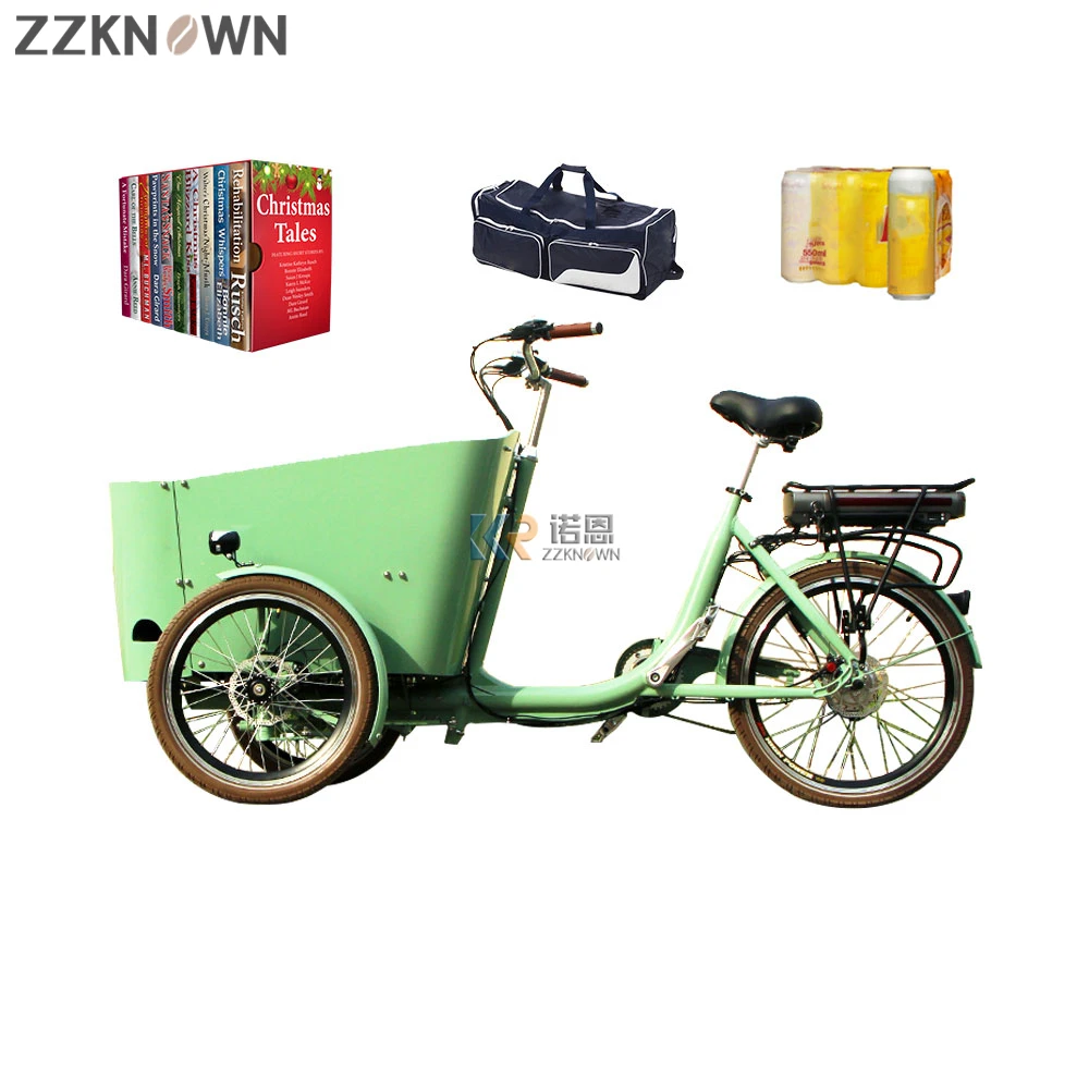 CE Certification Electric Delivery Bike with Box 3 Wheel Cargo Bike Adult Length Distance Family Front Bicycle for Kids