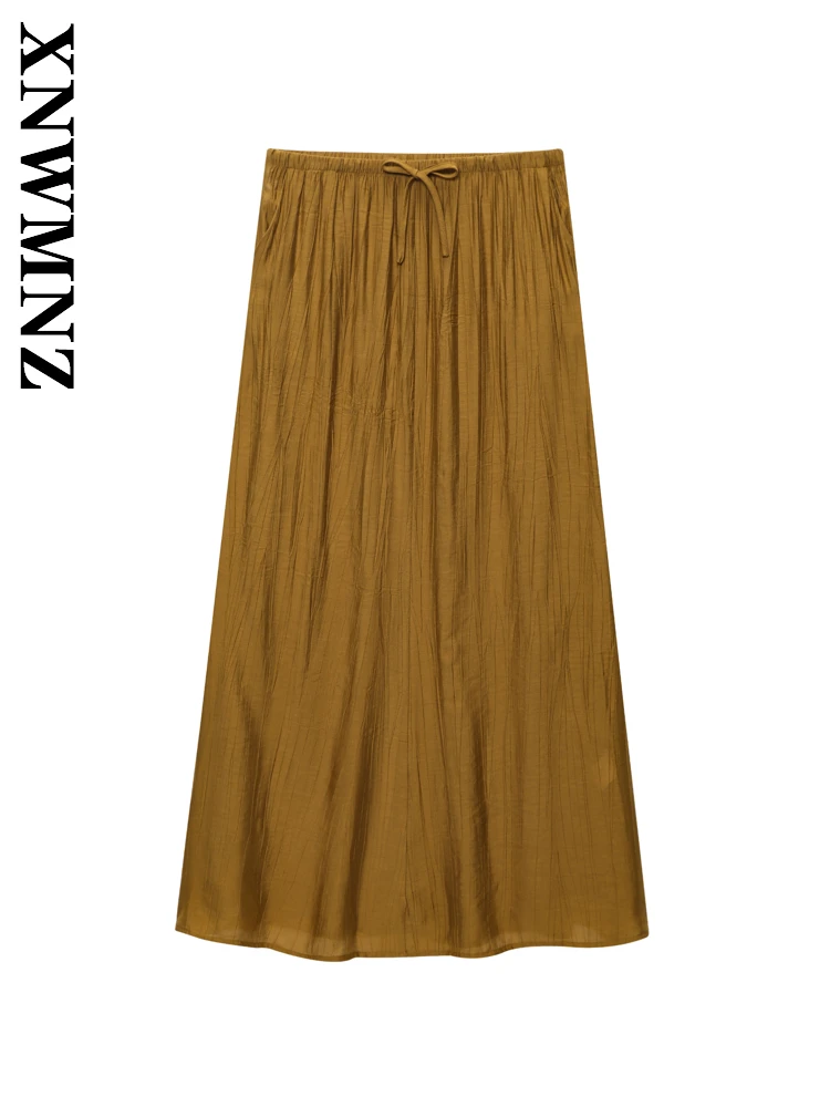 XNWMNZ 2025, Sommer, neue Damenmode, Urlaub, Rock mit Batik-Taille, schicker Damen-A-Linien-Rock, Boho-Midi