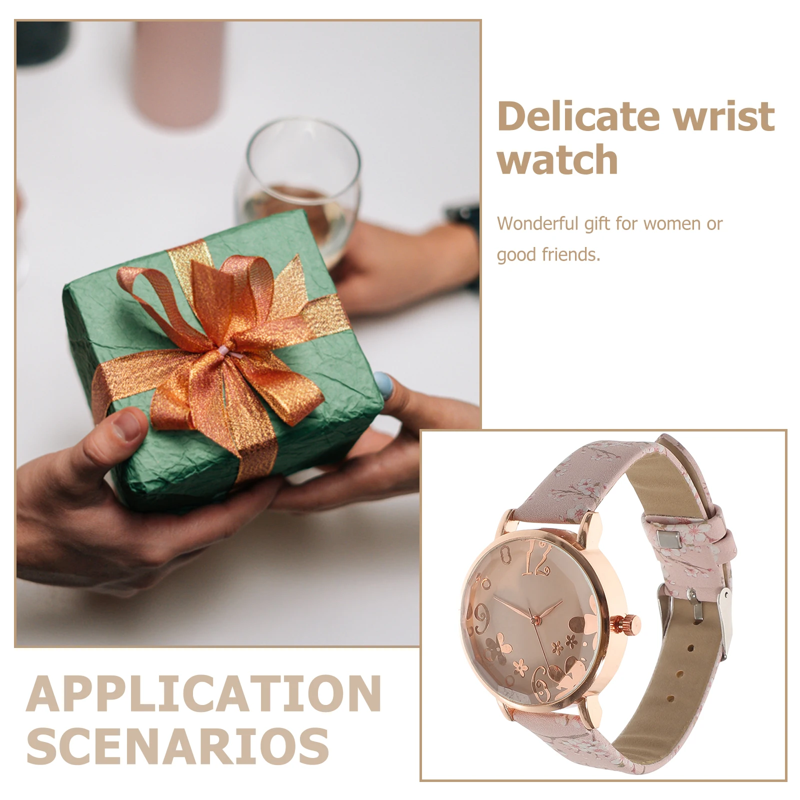 Orologi al quarzo da donna Squisito quadrante floreale Lega di vetro rosa Comodo leggero Casual quotidiano Orologio da polso da donna per ragazza