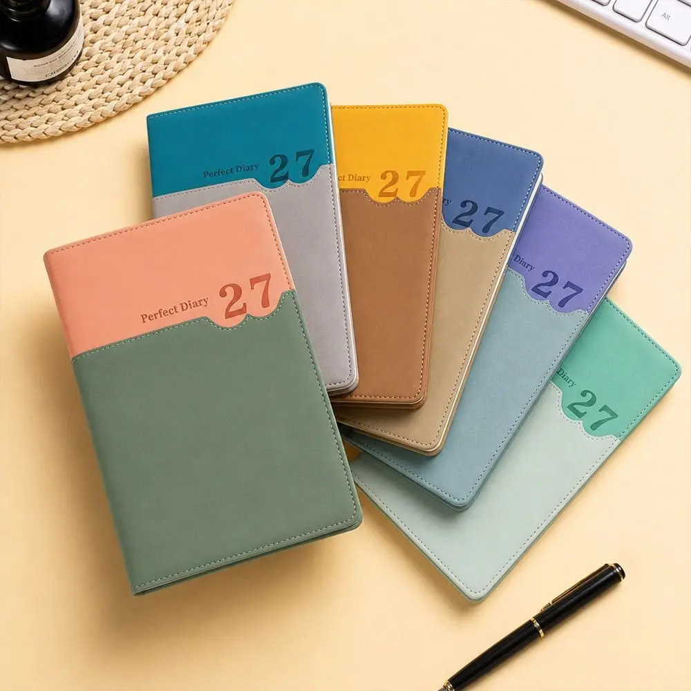 

New PU 2027 Daily Planner Ribbon Bookmark Thick Paper Weekly Agenda Stitched Cover Monthly Planner Daily Planning