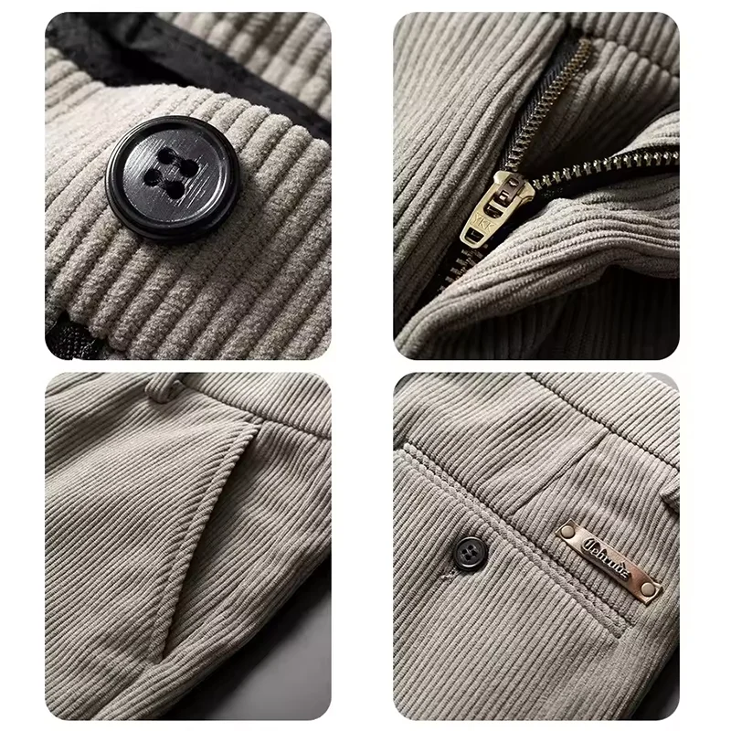 Nuovi pantaloni in pile da uomo pantaloni da lavoro casual da lavoro pantaloni slim dritti in velluto a coste invernale streetwear da esterno pantaloni sportivi spessi e caldi