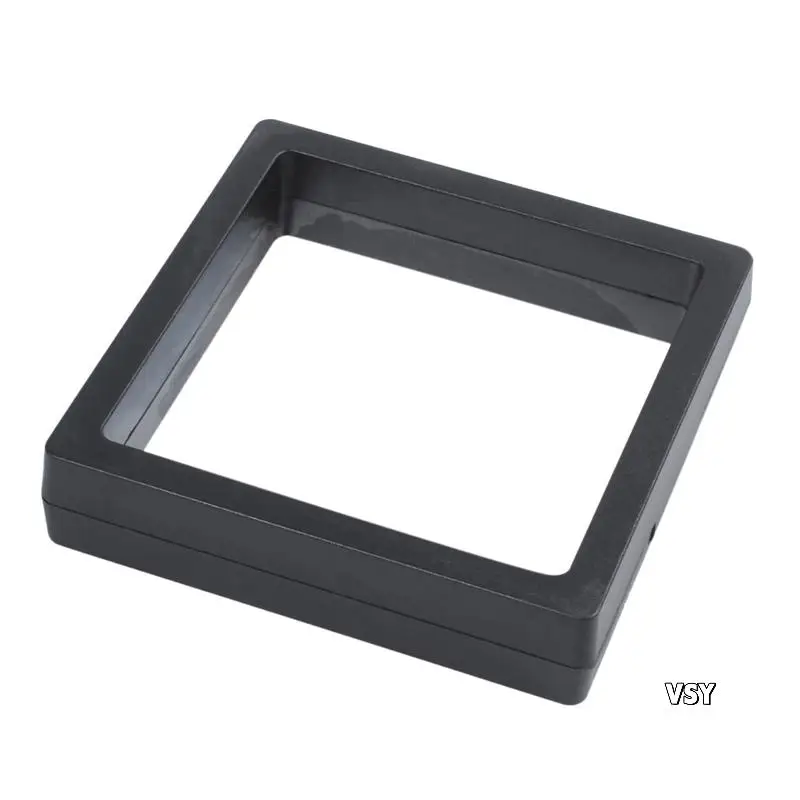6X Square 3D Albums Floating Frame Holder Coin Box Jewelry Display Show Case, 9X9cm (With Base)