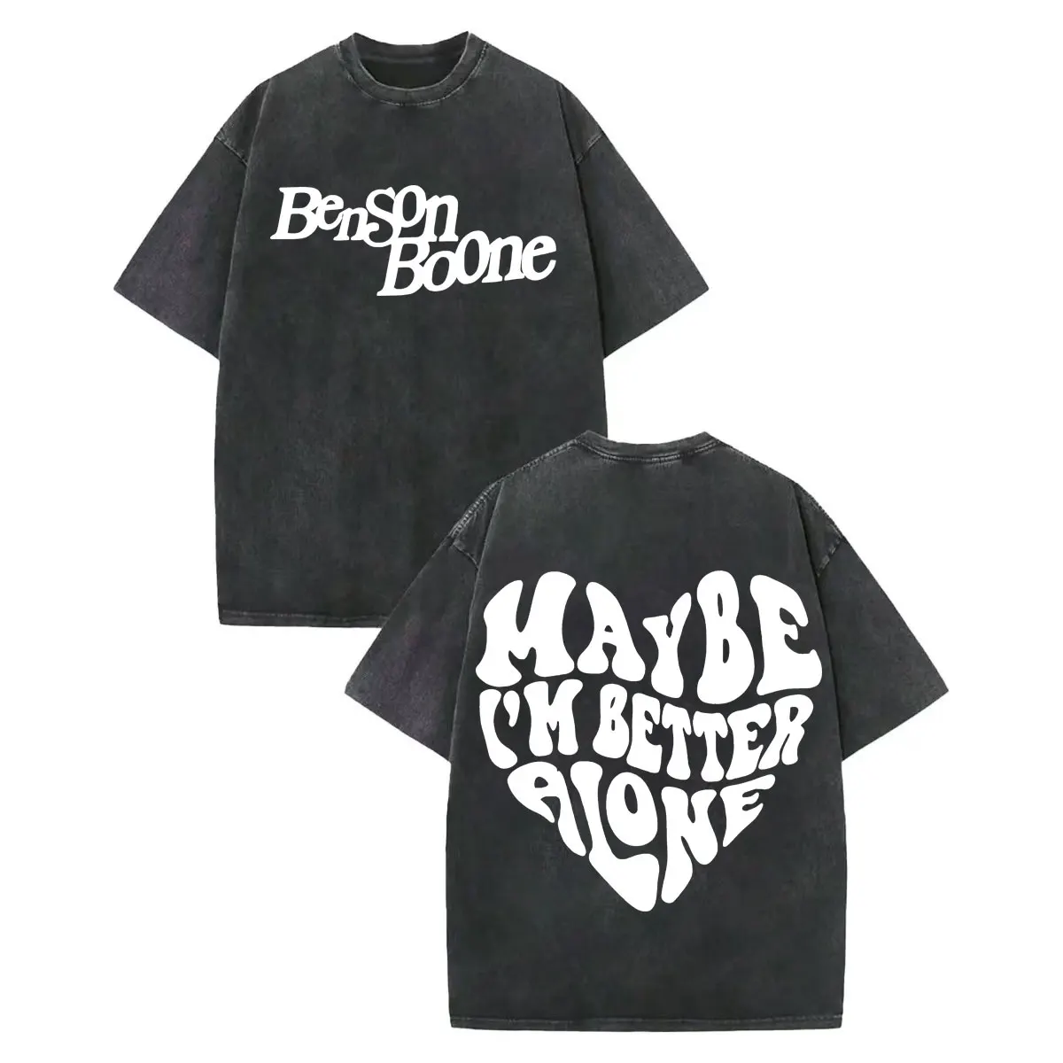 

Benson Boone Double Sided Print T-shirt American Heart World Tour 2025 T Shirt Men Women Rock Vintage Washed T-shirts Streetwear