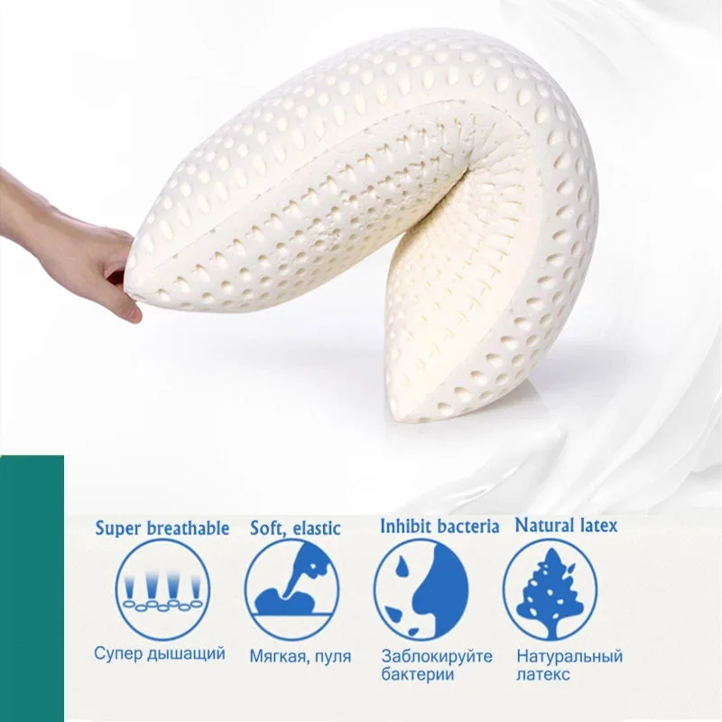 100% Natural Latex Sleeping Bed Pillow Luxury Pillow for Side Back and Stomach Sleepers Orthopedic Pillows Cervical Health Care