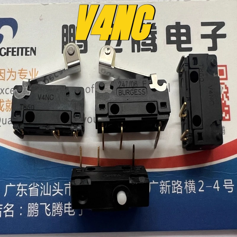 

（New）1pcs/lot 100% original genuine:V4NC micro switch bent foot 3-foot horizontal with roller swing rod travel limit 5A
