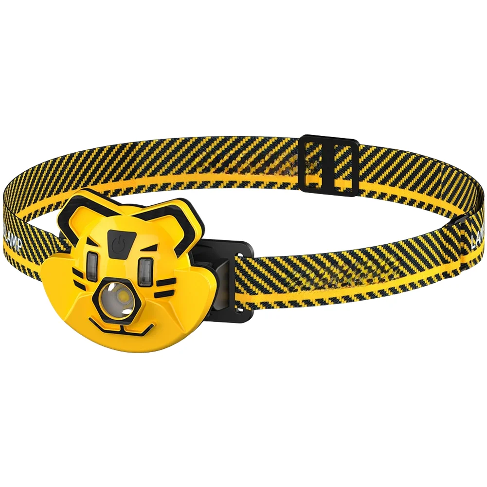 LED Headlamp Rechargeable with For TIGER Cartoon Image for Outdoor Sports Like Hiking For Camping Cycling and Night Walking