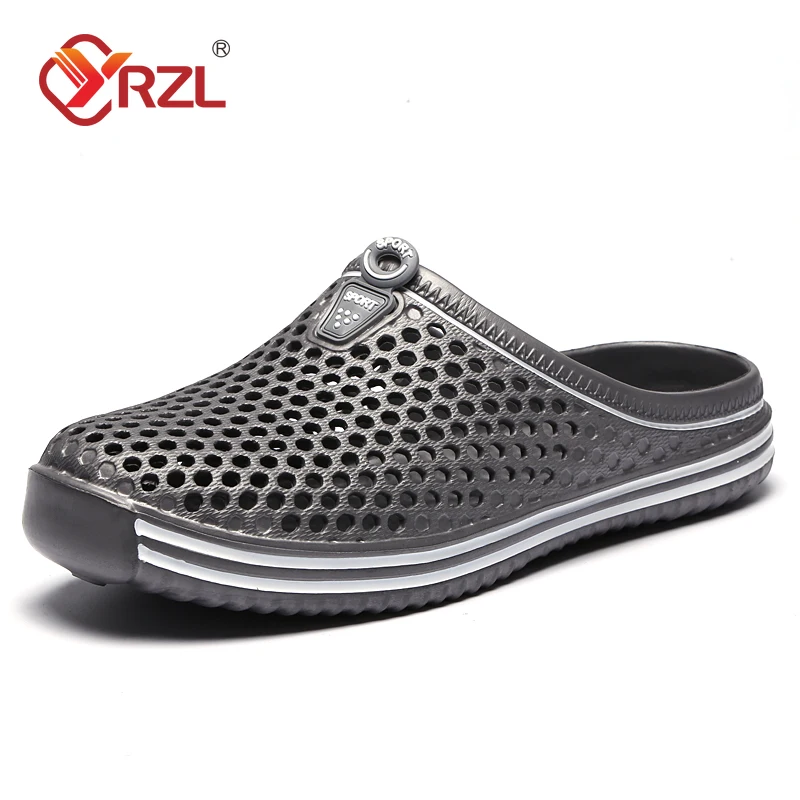 YRZL Men Summer Shoes Sandals Men\'s Holes Sandals Hollow Breathable Flip Flops Clogs Shoes Fashion Beach Slippers Big Size 45